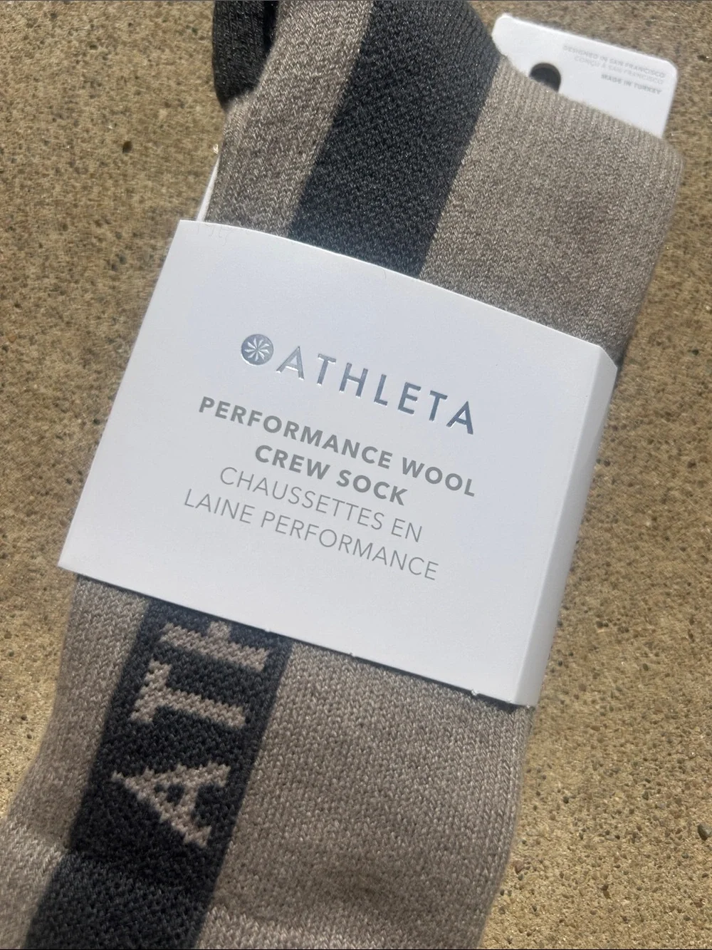 Athleta Performance Wool Crew Socks Women’s Size S/M Taupe and Brown New!